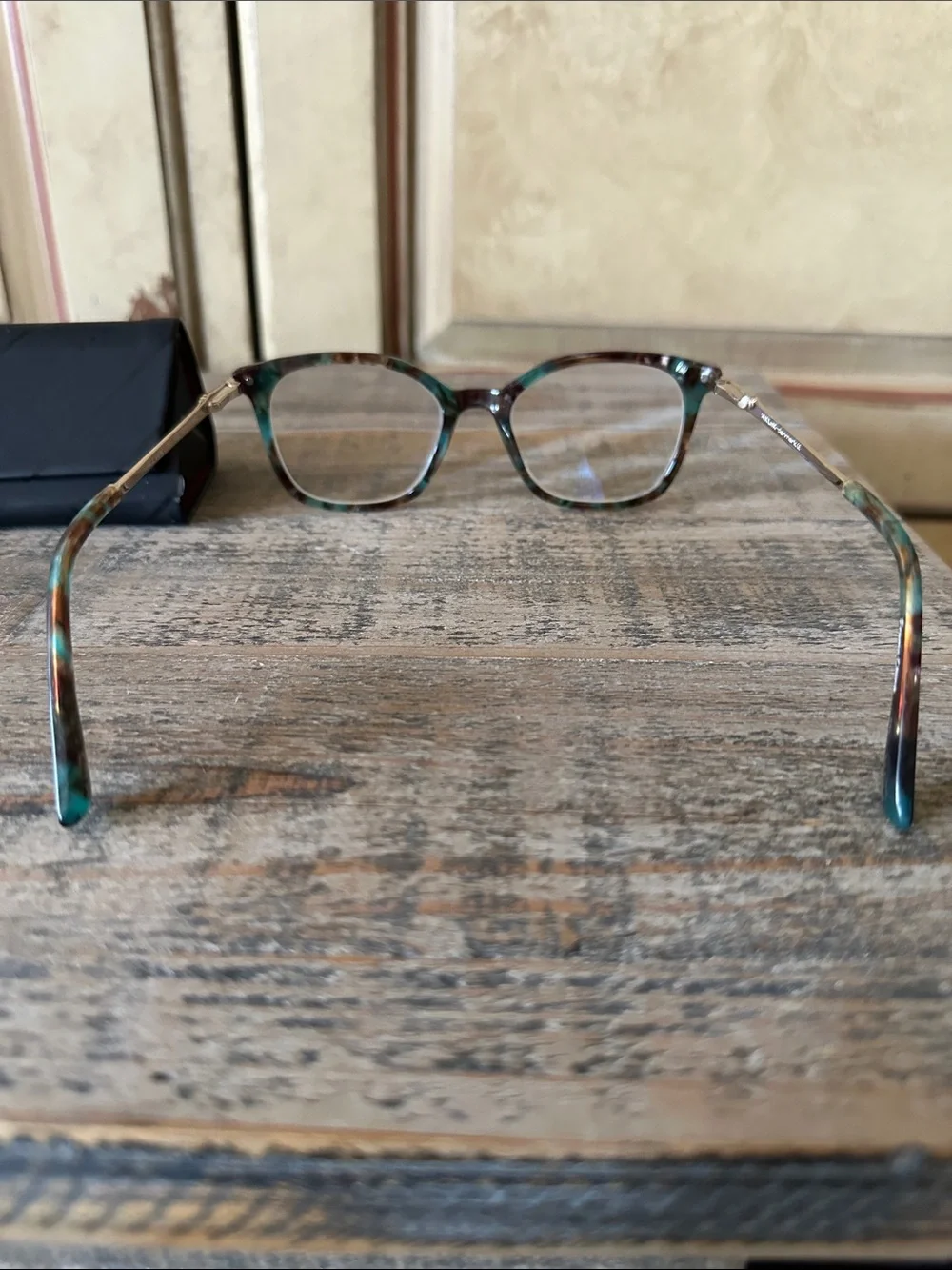 Kliik Denmark Tortoiseshell Eyeglass Frames with Green Accents
